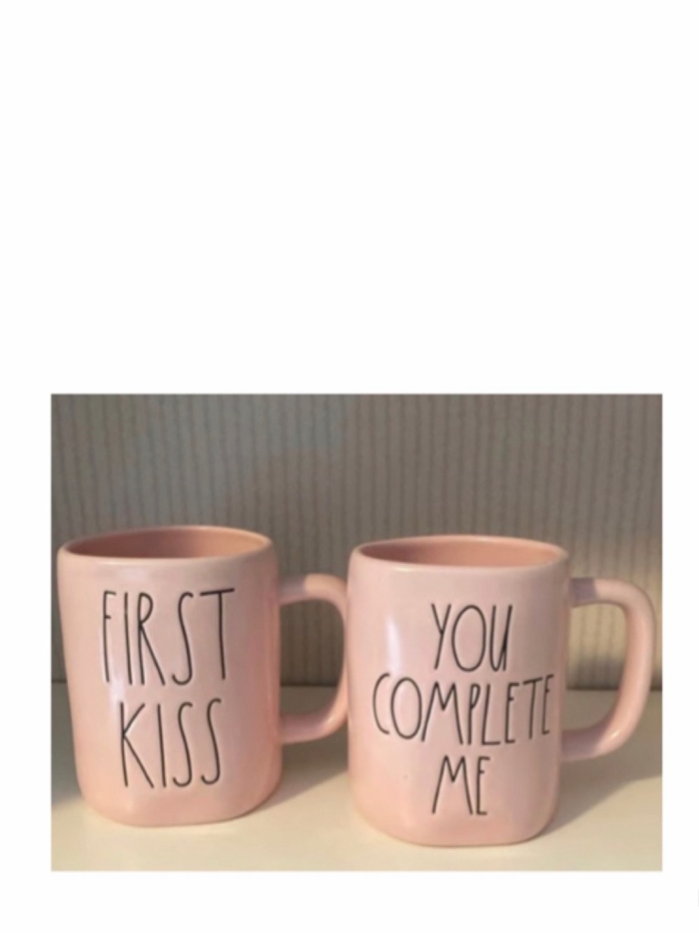 NEW Rae Dunn First Kiss & Rae Dunn You Complete Me Mug Set Pink